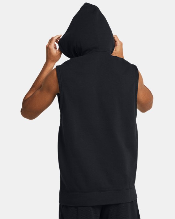 Men's Curry Fleece Sleeveless Hoodie in Black image number 1